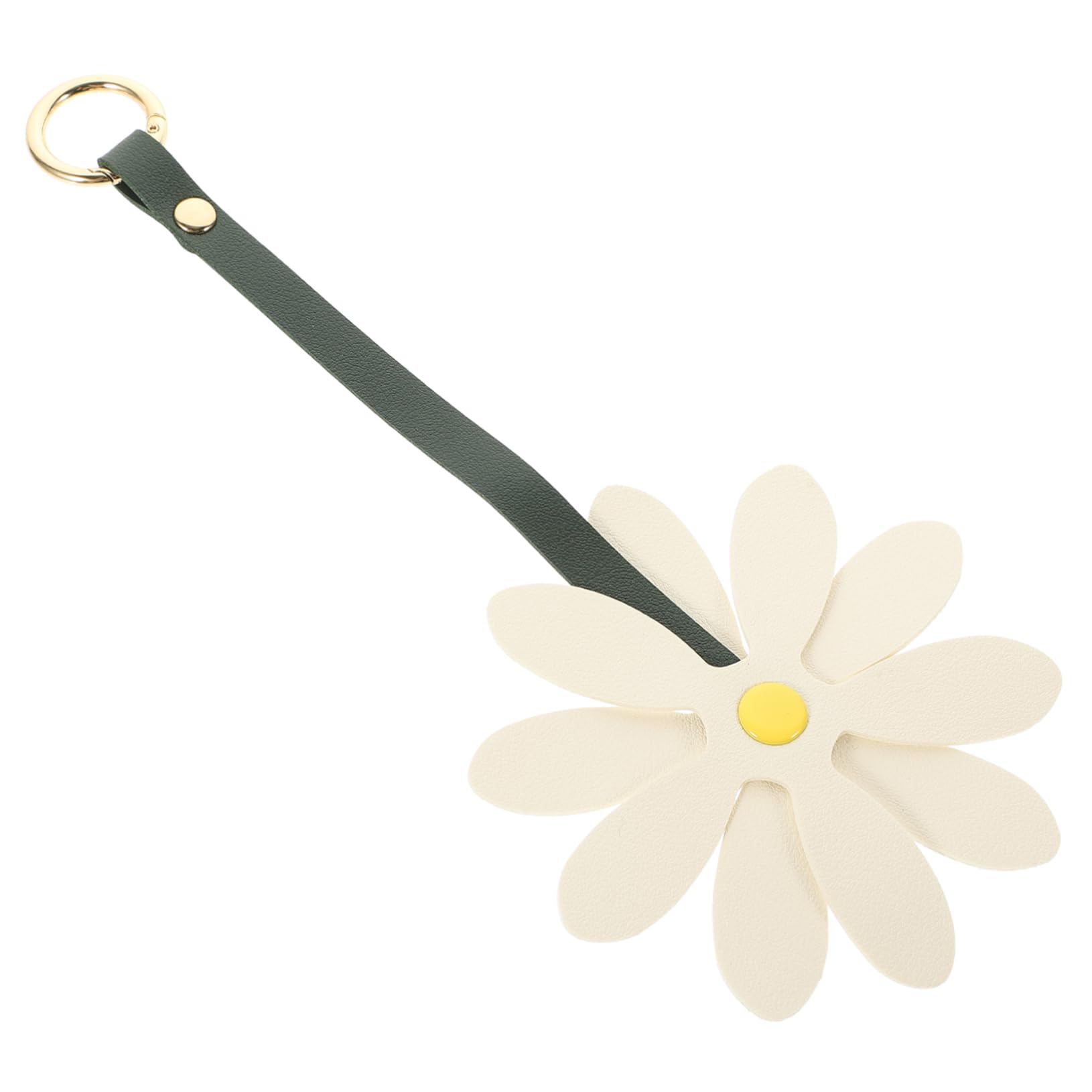 Veemoon portachiavi margherita Pendente a borsa arredamento Pendente portachiavi Carino chiave ciondolo portachiavi keyring di fiori per le donne pelle sintetica bianca