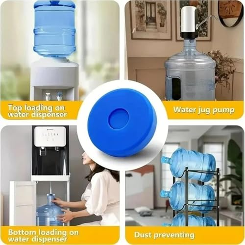 XINCHENG 2Pcs Bottled Water Cover, Water Jug Lids Reusable, Silicone Bottle Caps, Water Bottle Snap On Cap Replacement 55mm 3-5 Gallon Water Jug Lid - Image 5