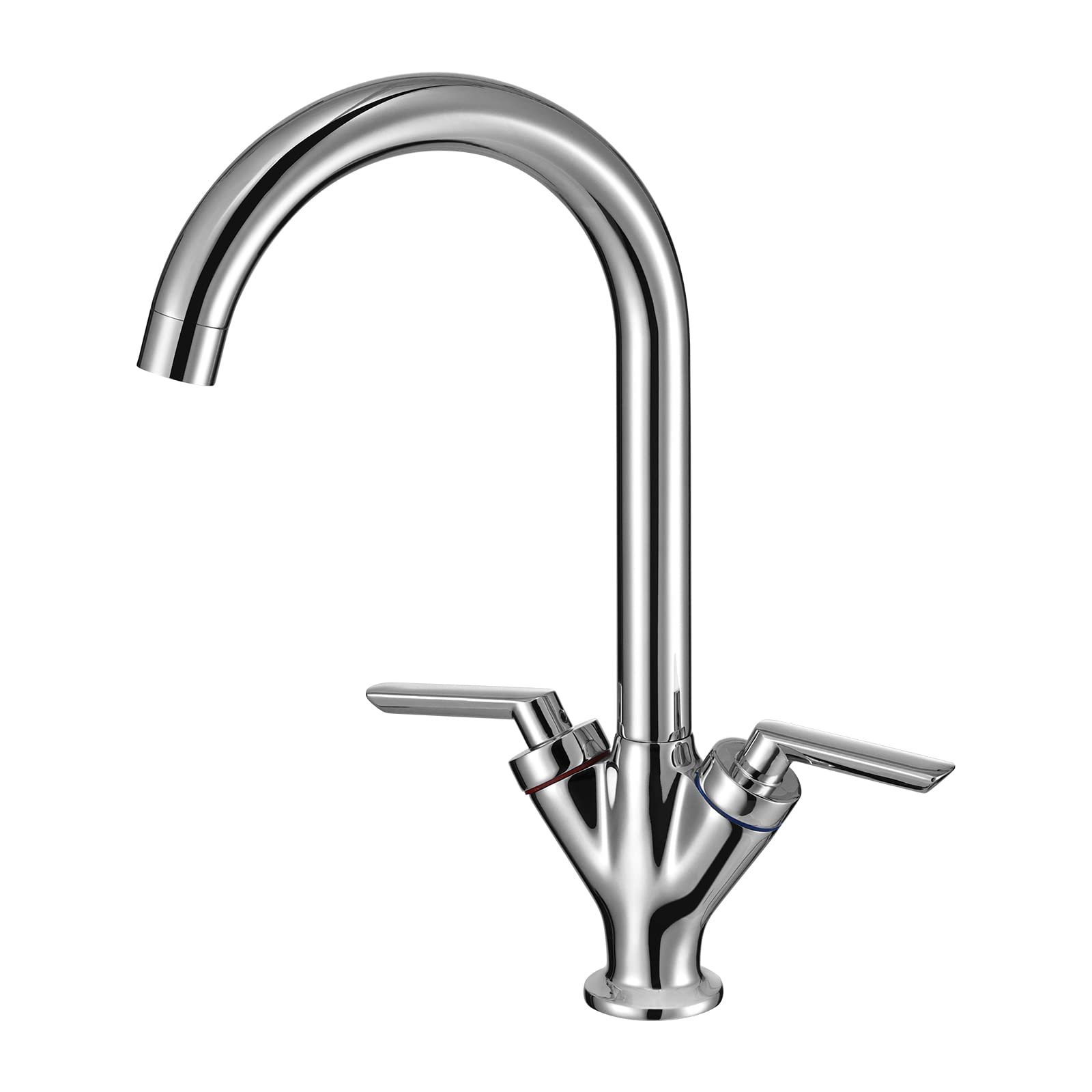 Classic Chrome Swan Kitchen Faucet - Twin Lever Control & Easy Installation