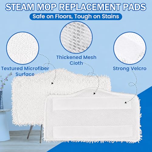 Image of 4 Pack Steam Mop Replacement Pads Compatible with Shark S1000 S3101 S3202 S3250 S3251, Reusable Microfiber Steam Mop Pads for Sealed Hardwood, Tile, Laminate & Vinyl, White Rice Grain