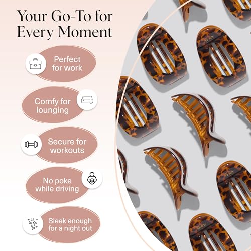 image for Kitsch Small Flat Claw Clips for Women - Stylish Flat Hair Clips, Stro