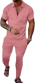 Kubsid Mens Sets 2 Piece Outfits Casual Activity Short Sleeve Polo Shirts and Jogging Long Pants Track Suits
