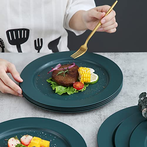 Kyraton 25cm Teller Set 8er, Abbaubar Gesunde Unzerbrechliches Plastikteller Kuchenteller für Kinder und Erwachsene, Leichte pastateller, BPA-Frei Essteller Mikrowellen