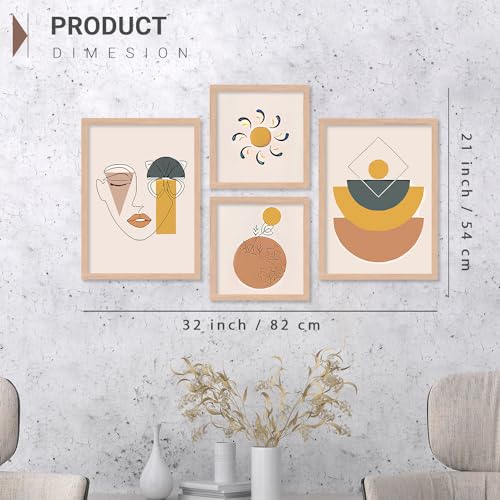 Image of Kotart Premium Digital Paintings with Frame for Home Decoration - Minimalistic Shapes Painting for Living Room Bedroom Office Room Decor - Painting for Wall Decoration - Pack of 4 (Art 8, Small (10x13 or 10x10 inch))