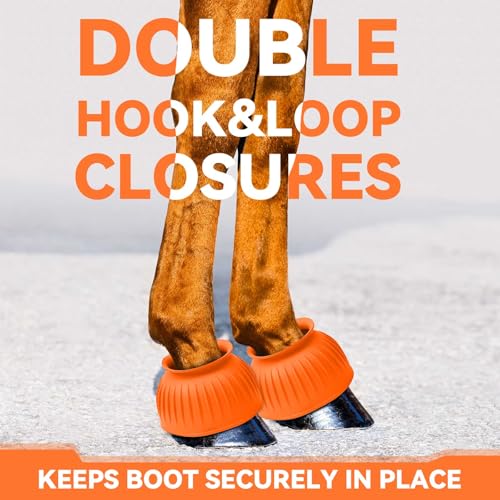 Image of Abbylike Bell Boots for Horses 1 Pair /2 Pair Available, Protect Against Hoof Impact Trauma, Rubber Bell Boots Horse Care for Turnout, No Rub Design Wrap Hook and Loop