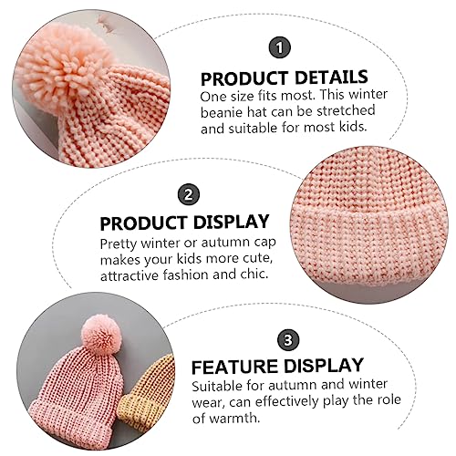 BESPORTBLE Baby Knitted Hat Thick Warm Wool Beanie for Boys and Girls Cute Candy Color Knit Cap for Winter Windproof Design Pink4