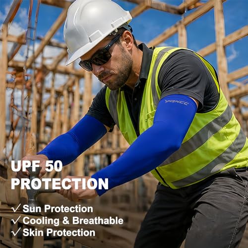 Image of YQXCC 4 Pairs UV Sun Protection Arm Sleeves - Tattoo Cover Up - UPF 50 Sports Compression Cooling Sleeve for Men & Women