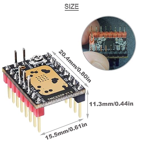 Youmile 6 Stück TMC2209 V1.3 Schrittmotor-Treibermodul 2,8 A Spitzentreiber mit Kühlkörper-Schraubendreher für SKR 3/SKR 2/Octopus V1.1/SKR V1.4 Turbo/SKR V1.3 3D-Drucker-Motherboards