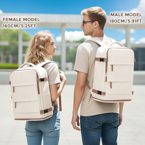 Image of coowoz Travel Backpack For Women Men,Carry On Backpack,Hiking Backpack Outdoor Sports Rucksack Casual Daypack travel essentials(Beige Brown)