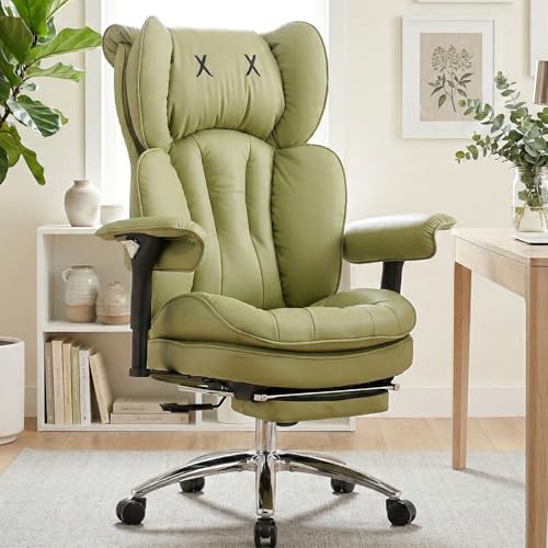 Image of Efomao Big & Tall Desk Chair, Wide Executive Office Chair with Footrest Green