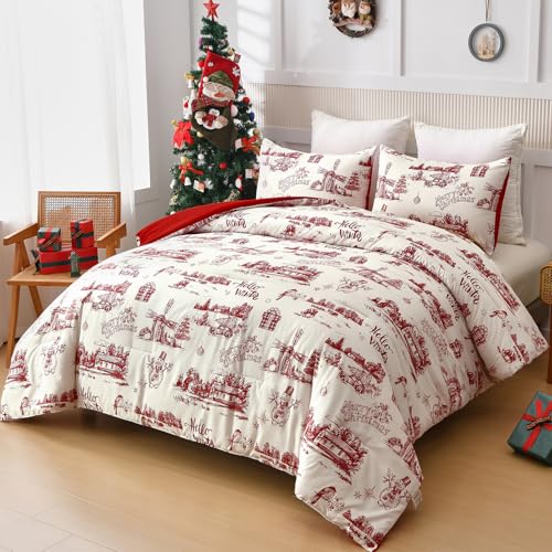 Dinjoychristmascomfortersetkingsizeredbeigesnowmanchristmastreeprintedpatternholidaybeddingset3piecessoftmicrofiberxmasnewyeargiftbedcomforter104x90 Urban Country Home Decor Dinjoy christmas comforter set king size red beige snowman christmas tree printed pattern holiday bedding set 3 pieces soft microfiber xmas new year gift bed comforter 104×90 urban country home decor
