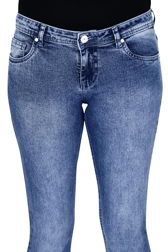 Image of TWGE - Women's Mid Rise Bootcut Jeans - Single Button, Stretchable Denim Pants - Ankle Length - Stylish Casual Wear