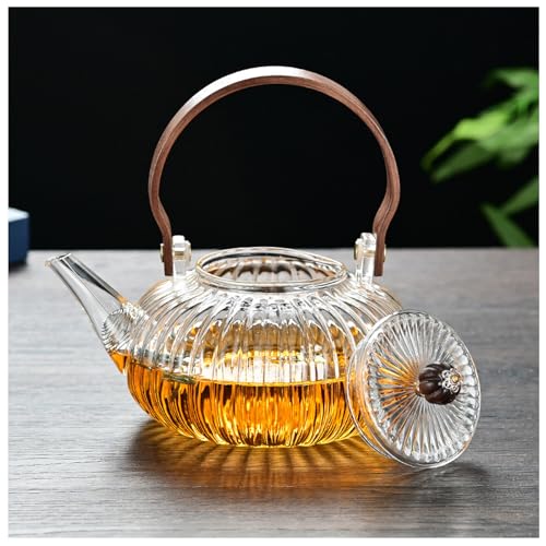 Mozhixue Glass Teapot with Infuser Clear Glass Tea Kettle 1000 ml Tea Pot for Stove Top, Loose Tea, Tea Maker Gift