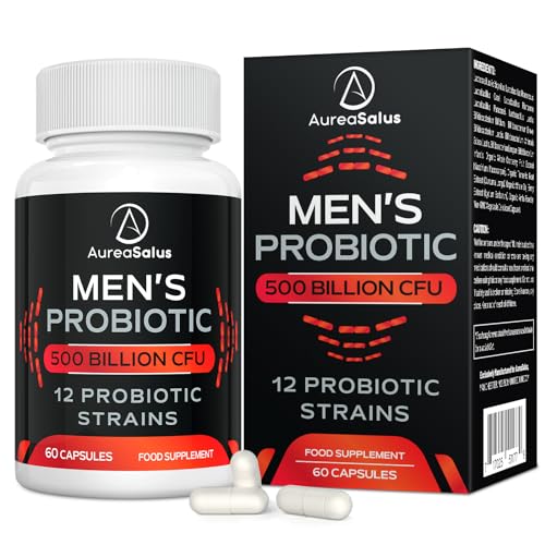 Probiotic for Men, 500 Billion CFU 12 Strains, Men's Probiotic with Cranberry, Turmeric, Goji Berry, Probiotics for Gut & Digestive Health, Gluten and Dairy Free, 60 Capsules (60 Count (Pack of 1))