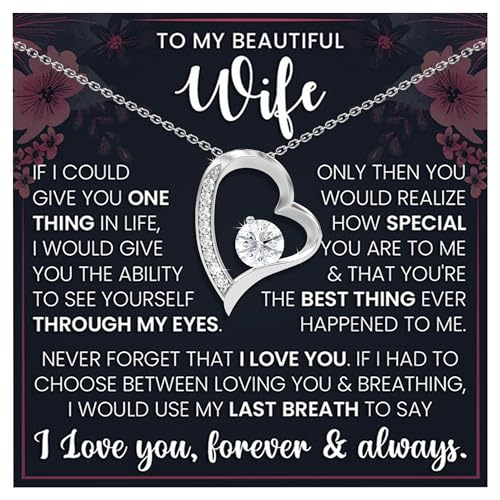 LAZYGIFT I Love You Wife Necklace Gift for Women From Lover Husband Amazing Forever Love Necklace Jewelry Present for My Soulmate