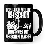 Lagerist Tasse mit Spruch lustig Staplerfahrer Geschenk Gabelstapler-Fahrer Kaffee-Becher böser Humor Kaffeebecher Lagerarbeiter Lagerlogistiker Geschenkidee (Schwarz)