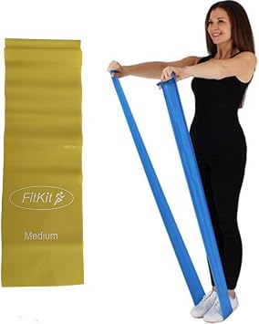 FitKit Resistance Exercise Band - 2M - 4 Resistance Options   Pilates, Yoga, Rehab, Stretching, Strength Training