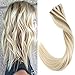 Produktbild LaaVoo Balayage Tape in Extensions Echthaar Naturlich Glatt 100GR/40PCS Full Head Remy Tape in Tressen Aschblond zu Mittelblond und Platinblond 14 Zoll/35cm
