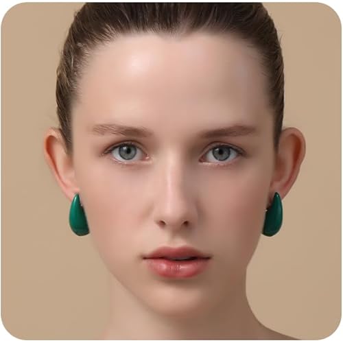 Apsvo Chunky 14K Gold Plated Hoop Earrings for Women, Lightweight Waterdrop Hollow Open Hoops, Hypoallergenic Dupes Earrings
