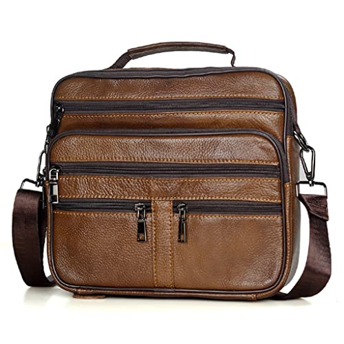 Men's Genuine Leather Messenger Coffee Middle Size Handbags Tote Men Briefcase