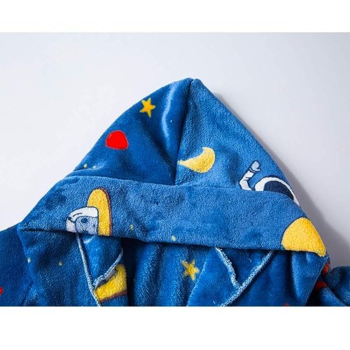 CJMJXPH Roupão de banho com capuz macio para meninos e meninas 2 a 16 anos, Astronauta azul, 2-3T
