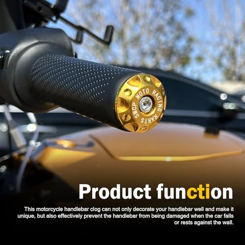 Image of 2 PCS Motorcycle Bar End Plug, Aluminum Alloy Handlebar Grip End Caps for Electric Car Scooters, Off-Road Motorcycles (Gold)