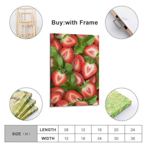 Tableau fraise murale 50x75cm pour une déco salon dynamique et fraîche - 2