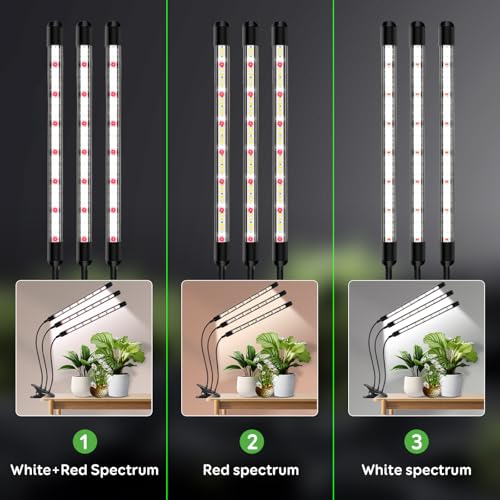 Niello 3 têtes Lampe pour Plantes, Spectre Complet Lampe de Plante en Croissance, Auto on/off 6/12/18H, 3 modes de couleur et 5 niveaux de luminosité réglables – Image 6