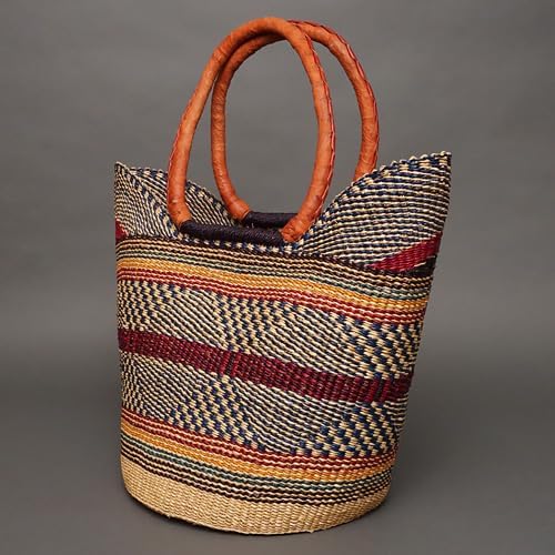 アフリカ ブルキナファソ 猫耳 バスケット Lサイズ No.5 アフリカン かご 小物入れ マルシェバスケット