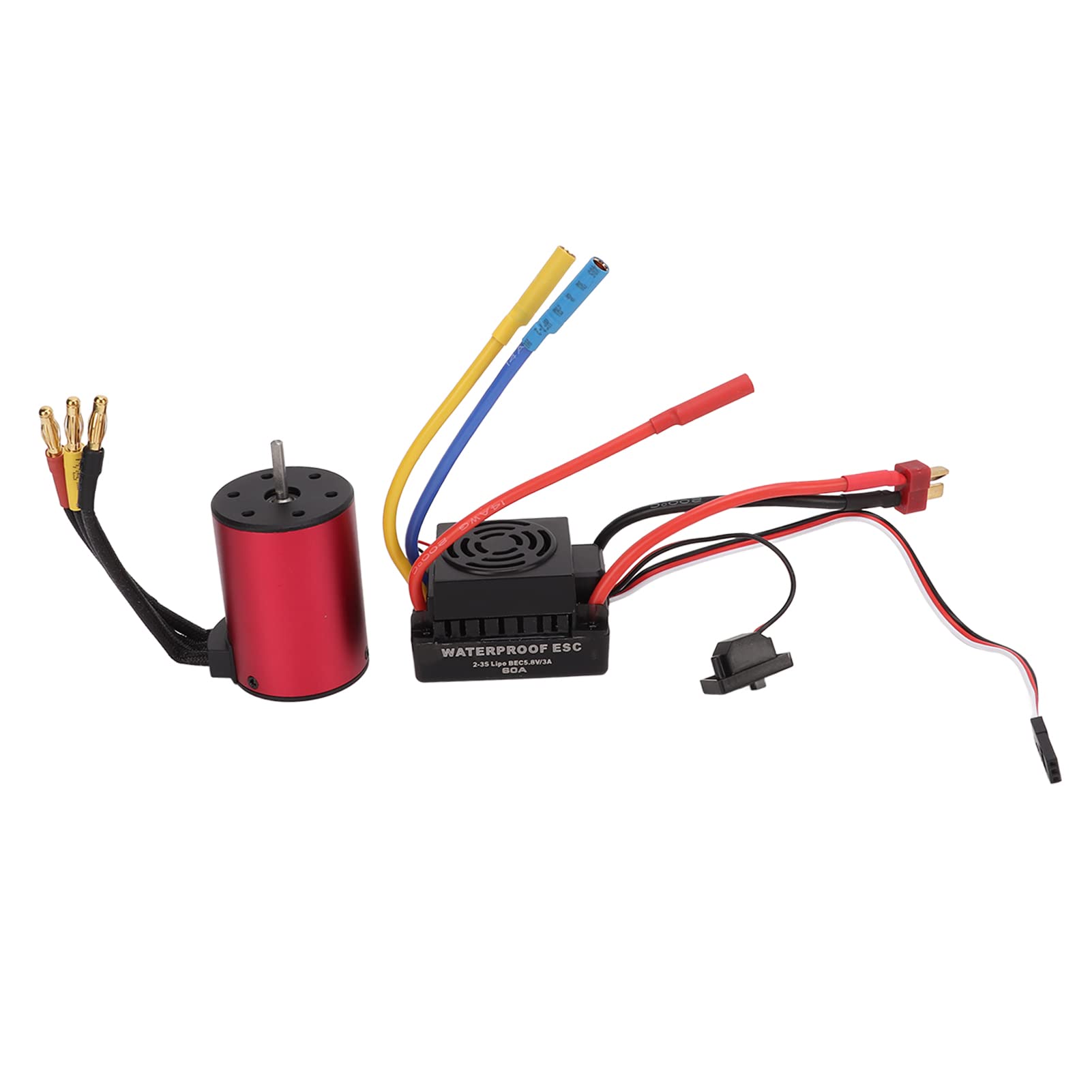 Changor S3650 4300KV Bezszczotkowy Silnik Wydajna Praca Wodoodporny + 60A Aktualizacja ESC dla Samochodów RC 1/10 Czerwony Stop Aluminium