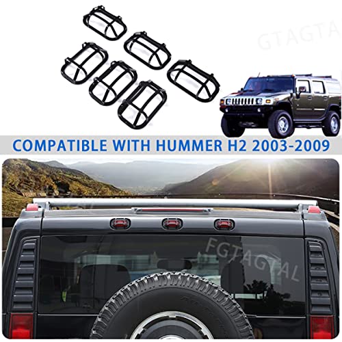 Roof Light Cover Guards Fit For Hummer H2 2003-2009, Roof Front And Rear Light Protective Grille Cover, Roof Tailgate Lamp Bezels Covers Trim Molding, 6 Pcs (Roof Front And Rear Light) #TOP5