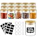 glastal 15 Gewürzgläser 180ml Rund Borosilikat Deko Vorratsglas Gewürzflaschen mit Bambus Deckel 32 Schwarz Etiketten 1 Stift 8 Ersatz Dichtung-Ring Glas Aufbewahrung für Gewürze Ø6.7 * 8.8cm