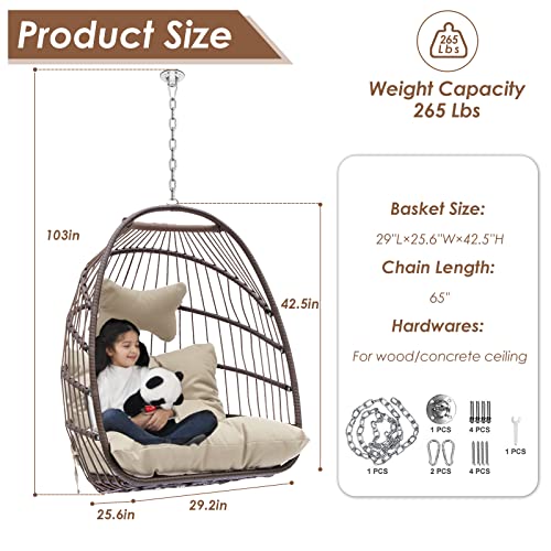 Outplatio OP-YY-0063S Swing Egg Chair Without Stand Foldable Hammock Woven Pe Rattan Hanging Basket Chair thumb #6