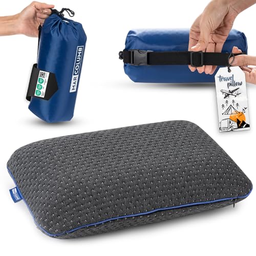 Marcolumb Oreiller en Mousse à mémoire de Forme Confortable pour Voyage et Camping - Sac Portable Facile à Transporter - Régulation de la température -...
