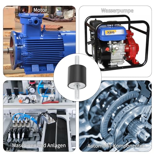 Wjelet 4 Stück Gummipuffer m8, M8 Gummibuchsen, Gummilager mit Schrauben, Gummi Anti Vibration Silentblock für Luftkompressoren Dieselmotoren Benzinmotoren Wasserpumpen(30 x 30, M8 x 23)