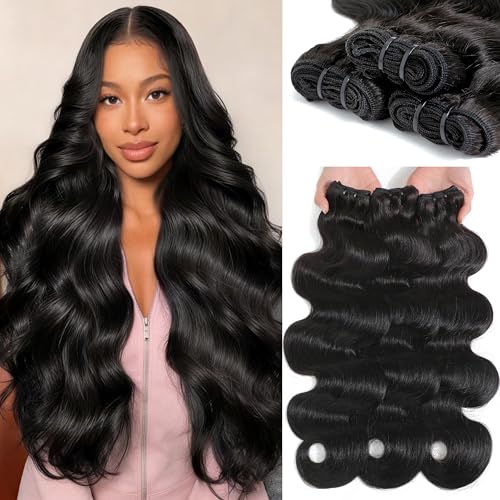 3 Bundles Human Hair 26 28 30 Inch Body Wave Human Hair Bundles 16A 100% Remy Human Hair Extensions, 3X Longer Lifespan,No Tangle Shedding,Keep Texture Silky Soft After Multiple Washes