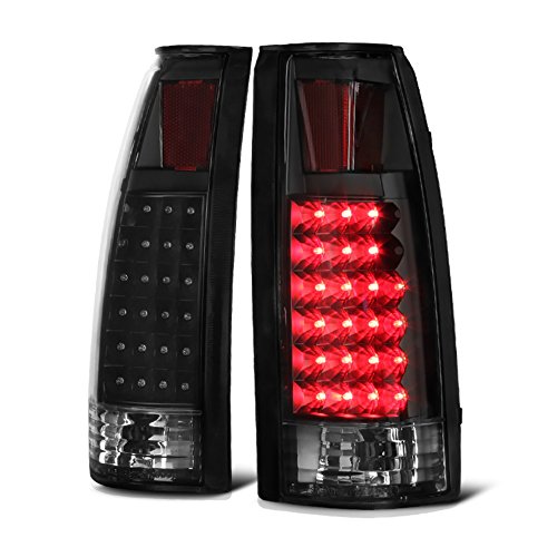 VIPMOTOZ For 1998-2000 Chevy GMC C K 1500 2500 3500 Pickup Suburban Black Bezel LED Tail Brake Light Housing Lamp Assembly Driver and Passenger Side Replacement