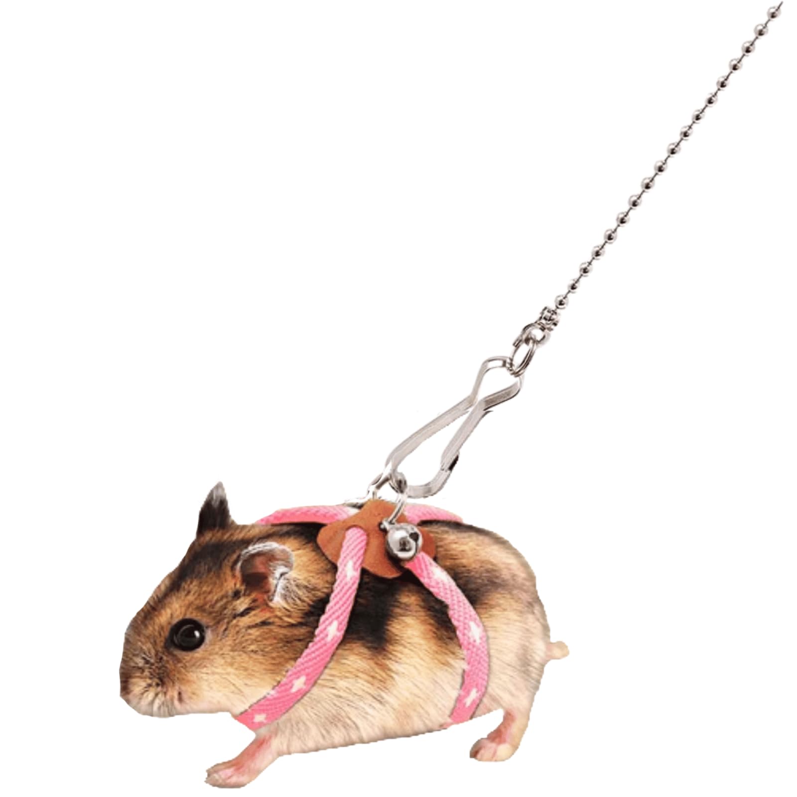 Pettorina regolabile per criceti, guinzaglio per criceti, pettorali, con campanella, topo, scoiattolo, aliante, per piccoli animali (rosa)