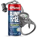 CLIMASET - Klimaanlage Auto Befüllen - Klima Auffüllen Auto Set - Gas & Öl R134a + Schlauch - für Fahrzeuge 1994–2016, mit Modernem Schlauch & Manometer, Einfaches Nachfüllen