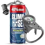 CLIMASET - Klimaanlage Auto Befüllen - Klima Auffüllen Auto Set - Gas & Öl R134a + Schlauch - für Fahrzeuge 1994–2016, mit Modernem Schlauch & Manometer, Einfaches Nachfüllen