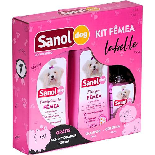 Sanol Dog, Kit de Banho Labelle para cães - Shampoo/Colônia/Ganhe 1 Condicionador