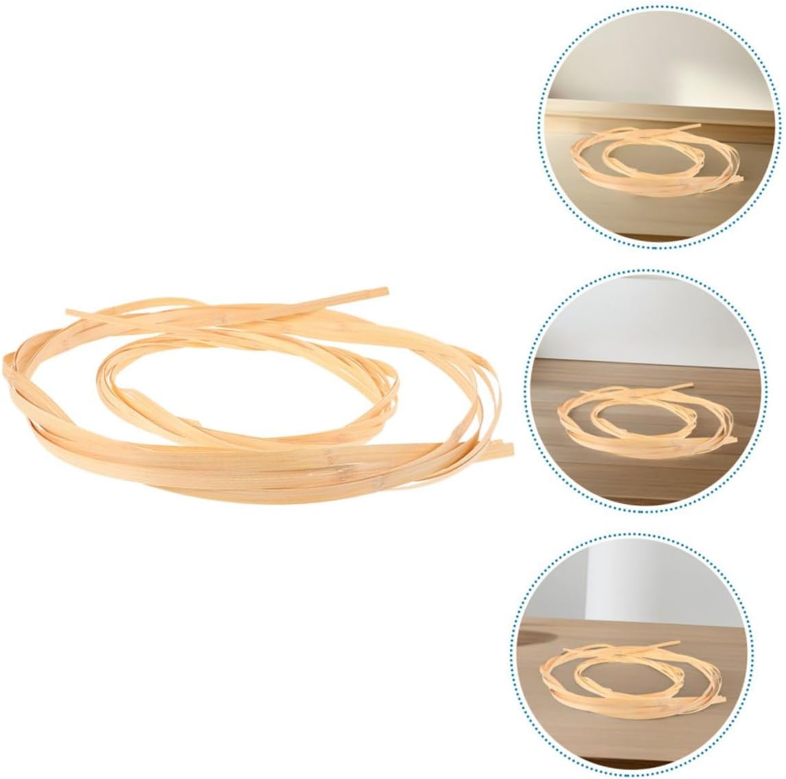 4pcs Weaving Strips for Crafting, Polished Thin and Easy to Work, for DIY Projects and Flower Arrangements, Natural Beige Basket Making Material