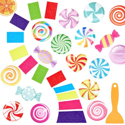 Fullhawl 30 Pcs Candy Non Slip Shower Stickers, Cute Bathtub Safety