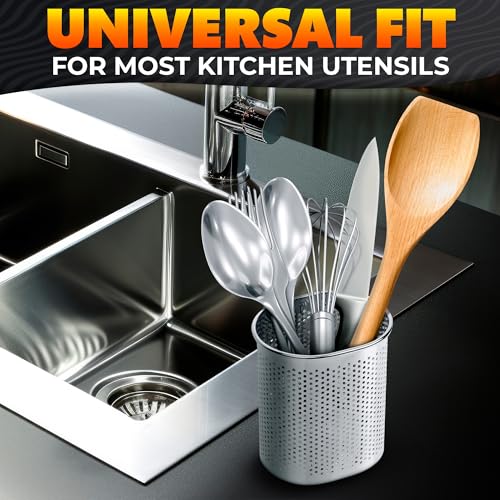 Image of Chopstick Dishwasher Basket 3.5x2.7x3.9 inch - Stainless Steel Chopstick Holder for Dishwasher with Hooks, Oval Design Rust-Resistant Perforated Utensil Caddy for Straws, Teaspoons & Small Kitchen Tools