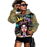 JZO African American Sweatshirts For Women African Girl Hoodies Black Women Sweatshirt With Pockets