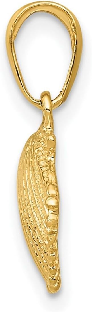 JewelryWeb 10k Solid Yellow Gold Scallop Shell Pendant Necklace 17x10mm Wide Pendant for Women - Image 3