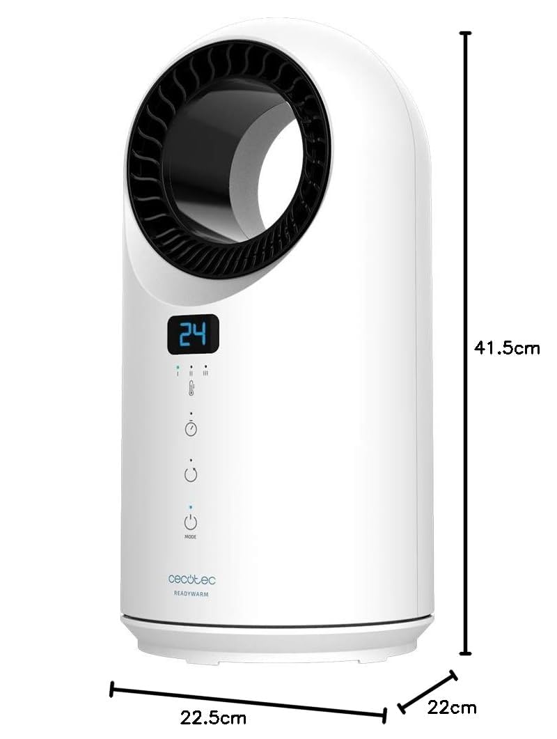 Cecotec Ready Warm 8200 senza lama riscaldatore a basso consumo potenza 1500 W, telecomando, display LED, touch control, 3 modalità, oscillazione 60º, timer, sistema di sicurezza triplo, 5370