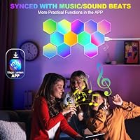 URAQT Sechseck Gaming Wandleuchte, 12 Stück Hexagon LED Panel RGB Smart Wand Panel App Steuerung Musik Sync Wandbeleuchtung Smart Sechseckige Gamer Room Deko Modular Lampe – Ansicht 6