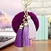 JOUDOO Rabbit Ball Keychain with Gradual Color Tassels Keyring GJ007 (brown)
