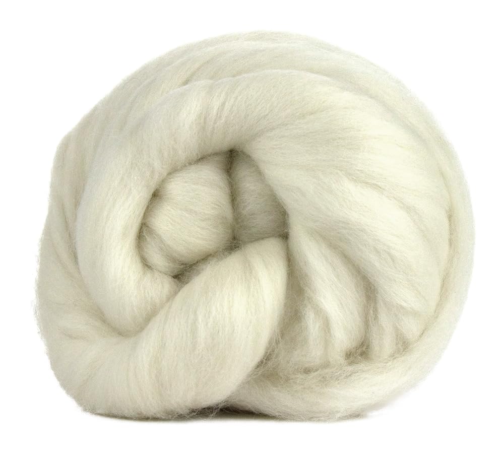 Kammzug Wolle zum Filzen, Spinnen, Weben, Färben, natur, Spinnfasern aus Merinowolle superfein, 16,5 mic, weiß (weiss, 1 kg)